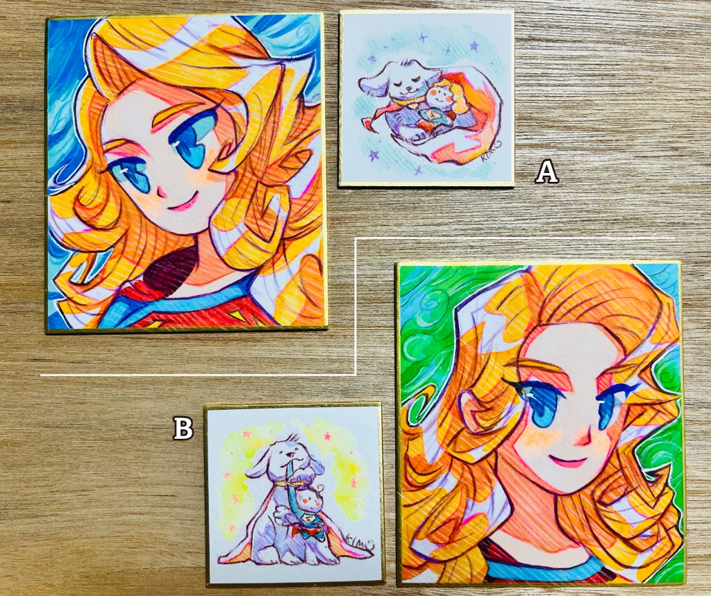 【色紙原画】スーパーガール&クリプト色紙セット