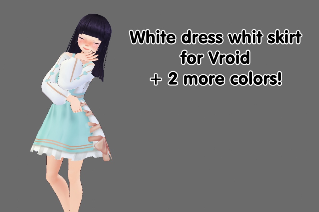 White Dress whit skirt for vroid + 2 more colors