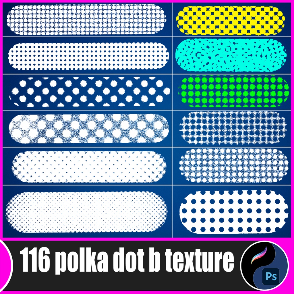 116種類のドット背景テクスチャ | Procreate & PSブラシ