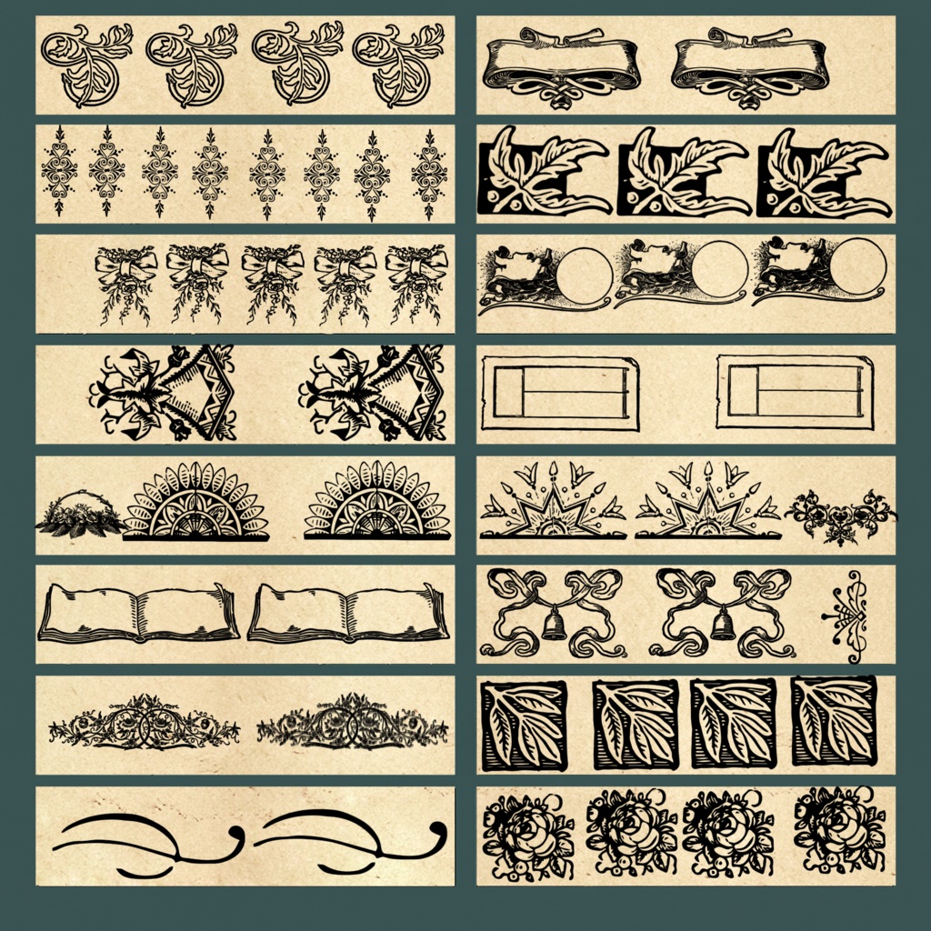 101種の中世レトロ装飾枠セット | Procreate & PS