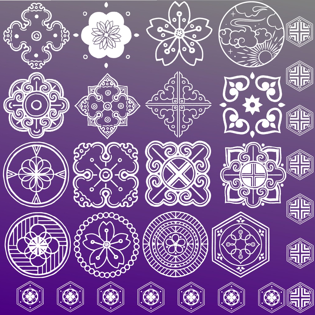 84種類の中華風円形デザイン文様 | Procreate & PS対応ブラシ