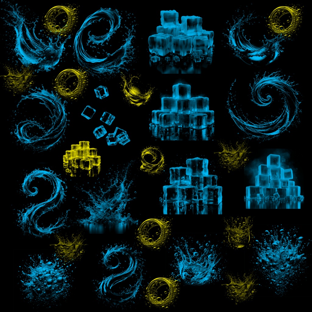 81種類の水しぶき&氷スタンプブラシセット - Photoshop & Procreate対応