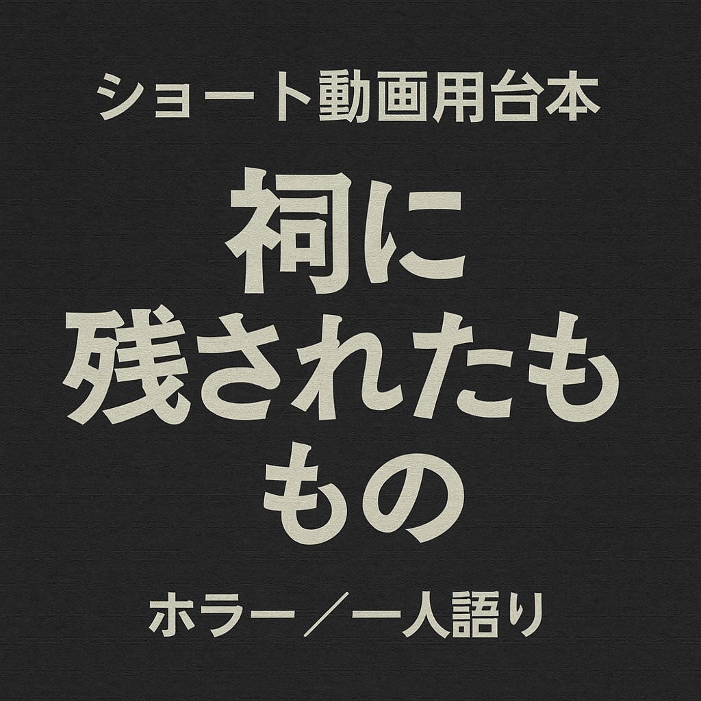 ショート動画用台本「祠に残されたもの」　ホラー/一人語り