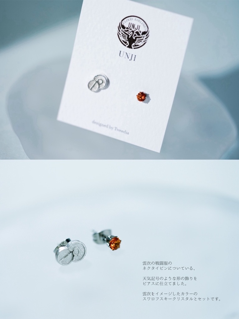 【雲次】ネクタイピン(天気記号)のピアス(silver925ポストピアス)