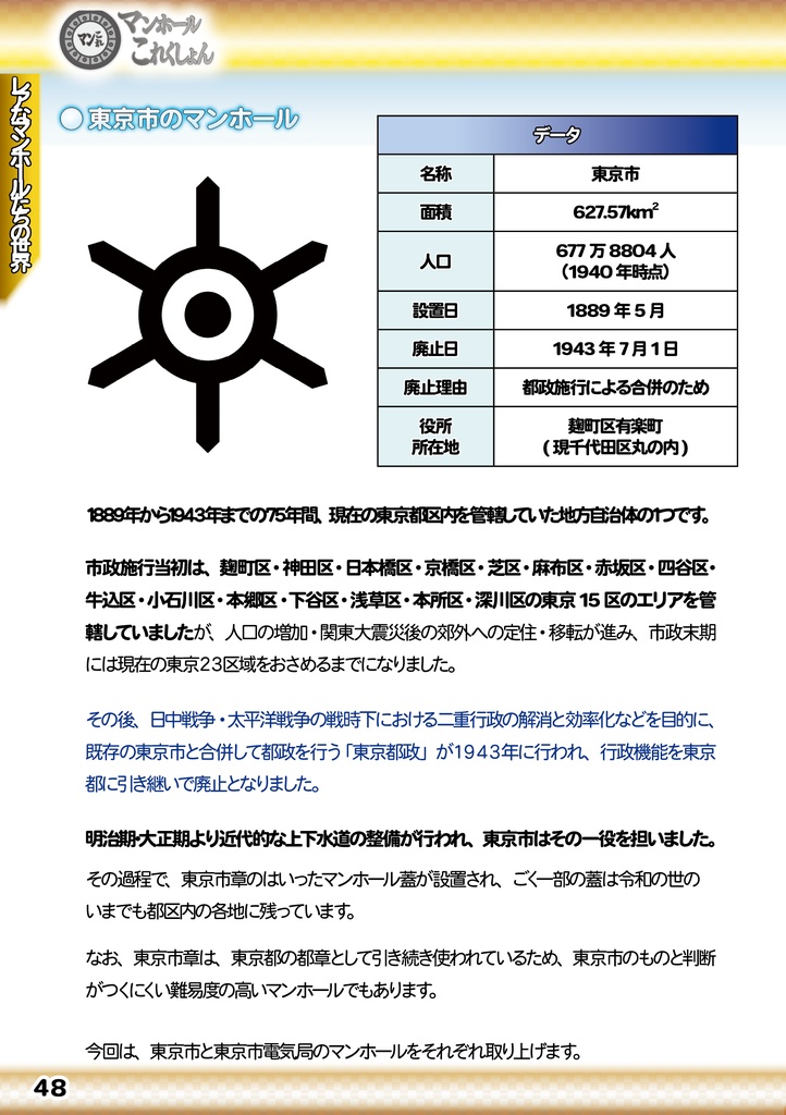「 #コミケ101 新刊 」マンホールこれくしょん・東京都区内のレアなマンホール①