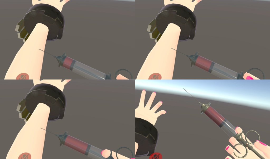 【VRChat向け】アンティーク風注射器(電子化する薬剤注入&採血シェイプキー設定済み)