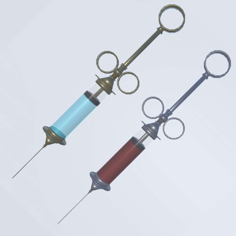 【VRChat向け】アンティーク風注射器（電子化する薬剤注入&採血シェイプキー設定済み）