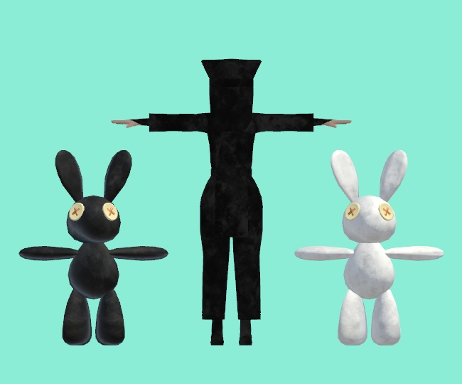 【VRChat向け】オリジナル3Dアバター「人形操者黒衣 & ウサグルミ」/「Kurogo Marionetter & Marionet Usagurumi」