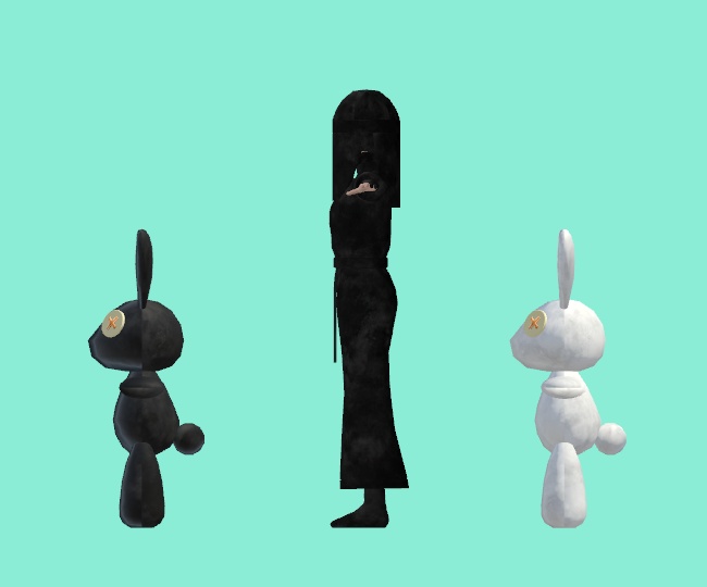 【VRChat向け】オリジナル3Dアバター「人形操者黒衣 & ウサグルミ」/「Kurogo Marionetter & Marionet Usagurumi」