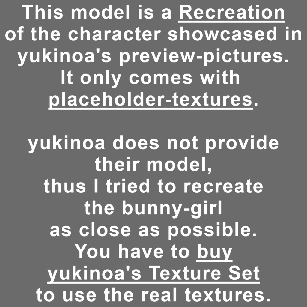 Model Recreation (PLACEHOLDER-TEXTURES - Edited VRoidβ Materials) for YOUR PURCHASE of yukinoa's Texture Set 少女 ロリータエプロンドレスのテクスチャ