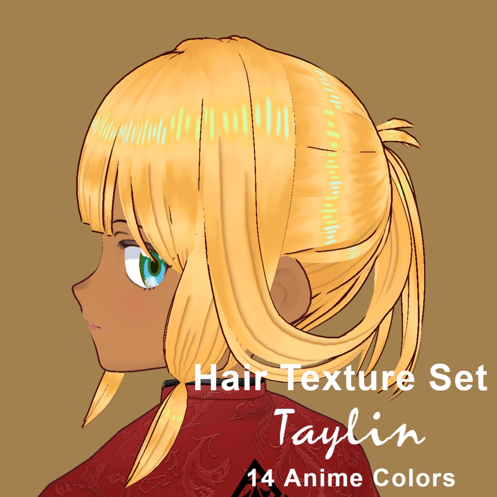 VRoid Hair Texture Set - Taylin (14 Anime Colors)