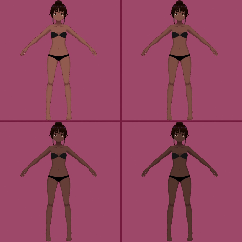 VRoid Dark Anime Skin 4 Colors