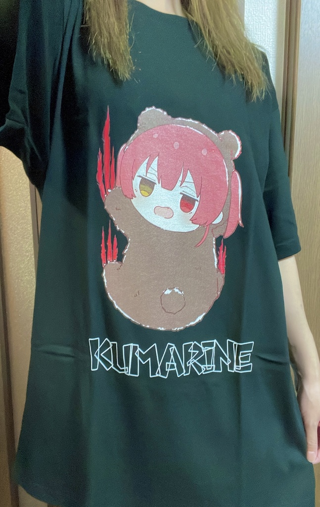【非公式】爪痕付けちゃうクマリンTシャツ(爪痕赤バージョン)-BLACK EDITION-予約販売