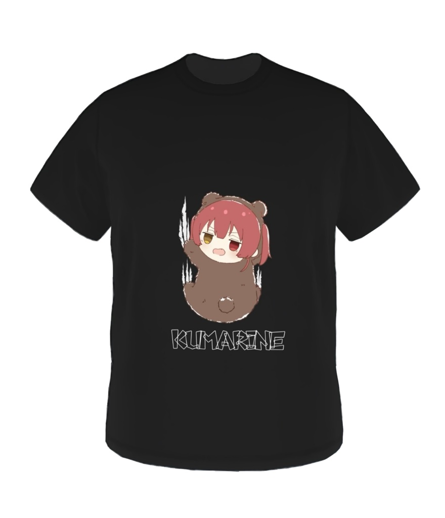 【非公式】（Sサイズのみ）爪痕付けちゃうクマリンTシャツ（爪痕白バージョン）-BLACK EDITION-
