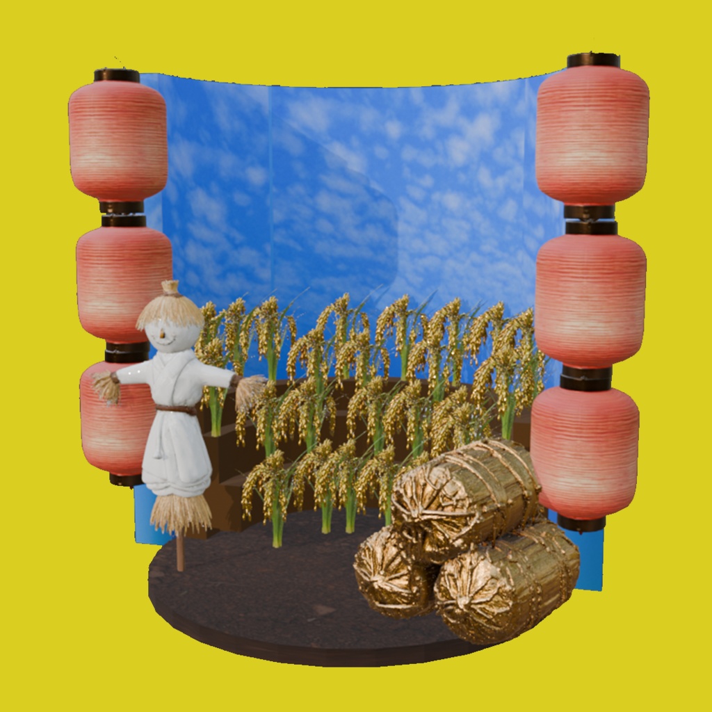 【商用可能✨️和風素材セット】お米が豊作♪稲穂のステージセット