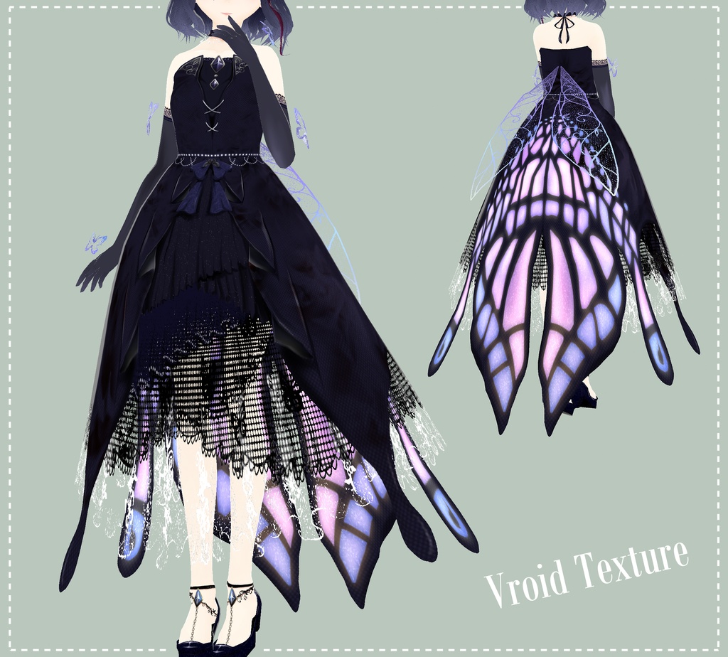 Vroid用 無料サンプルあり 黒蝶 とばり湊 Booth