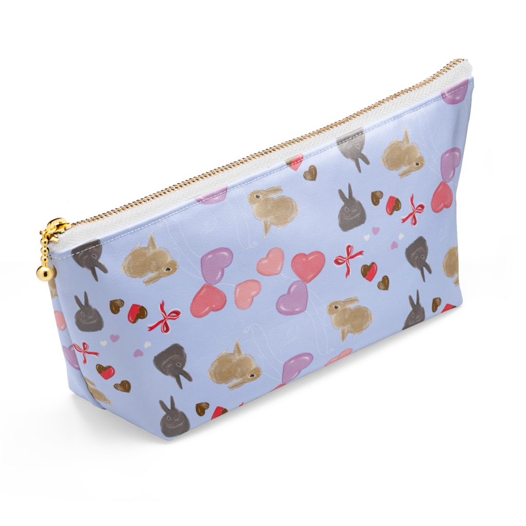 「うさぎとハート」ポーチ【オリジナル】