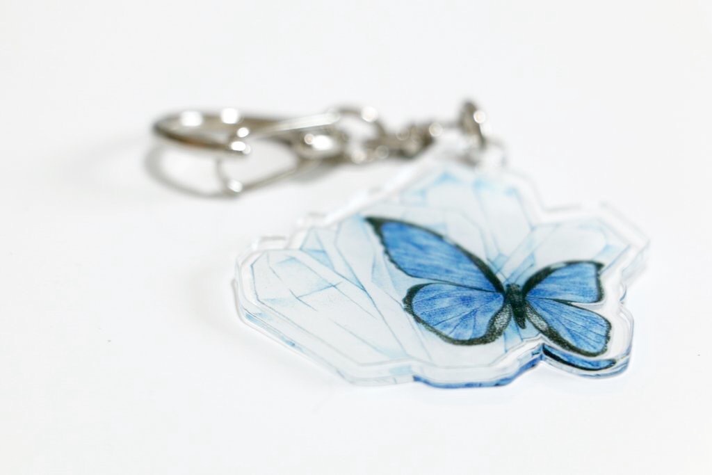 「Blue blue」蝶々のアクリルキーホルダー【オリジナル】