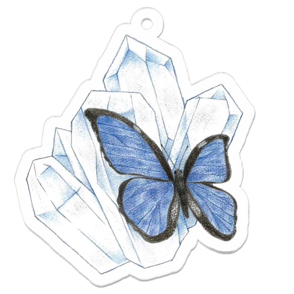 「Blue blue」蝶々のアクリルキーホルダー【オリジナル】