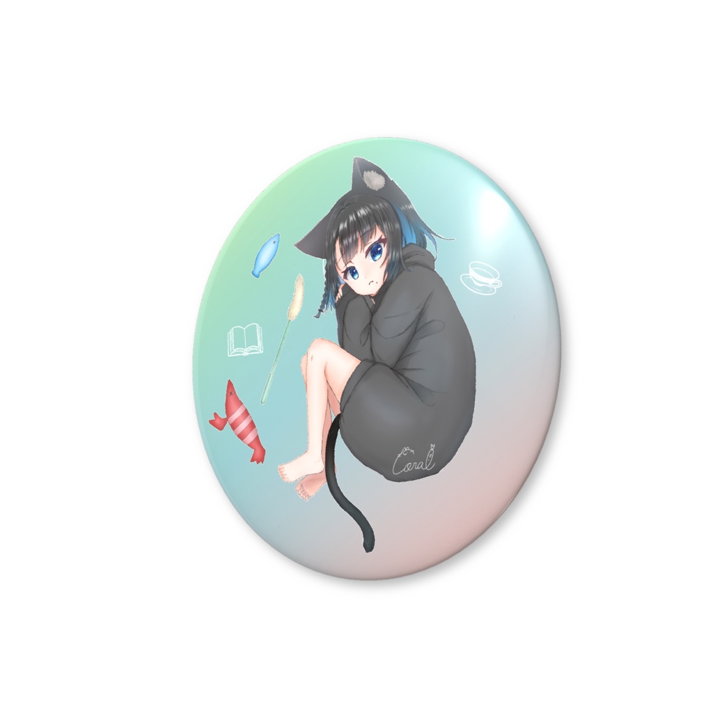 くろねこ缶バッジ