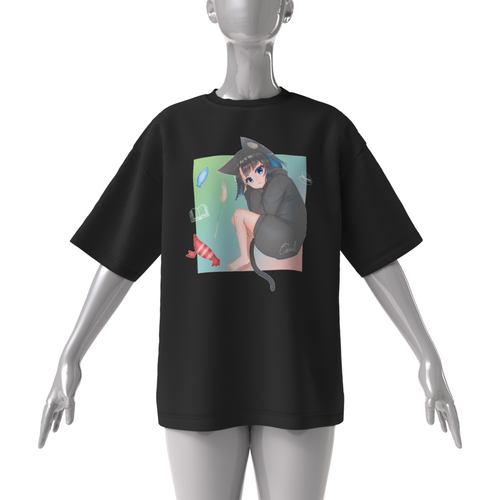 くろねこビッグシルエットTシャツ