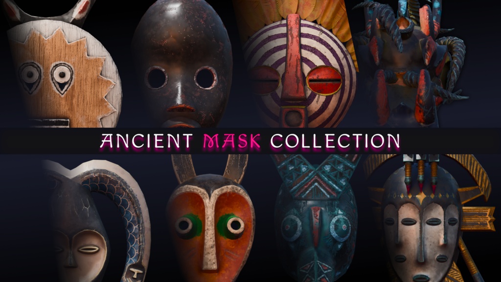 民族仮面コレクション 8種パック【ゲーム用3Dアセット】