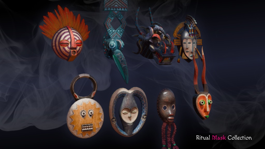 民族仮面コレクション 8種パック【ゲーム用3Dアセット】