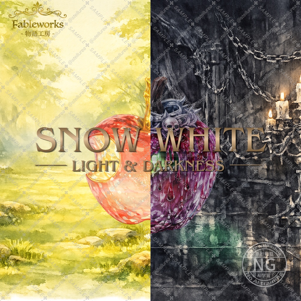 【AI素材】白雪姫と禁断の果実 ～光と闇のファンタジー～【商用可/透過PNG】