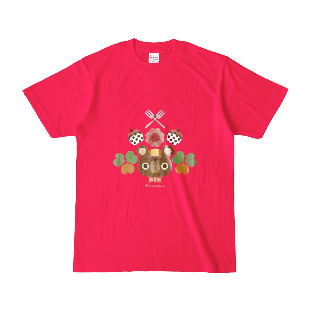 くまちゃんTシャツ。(ホットピンク)
