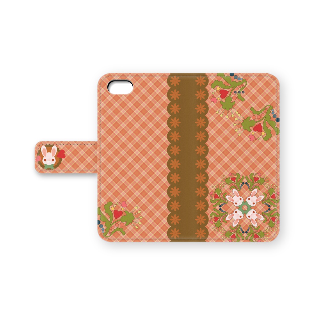 うさちゃんiPhoneケース (オレンジチェック)
