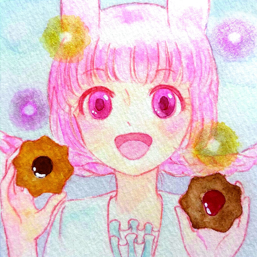 【額装ミニ原画】きらめくドーナツ