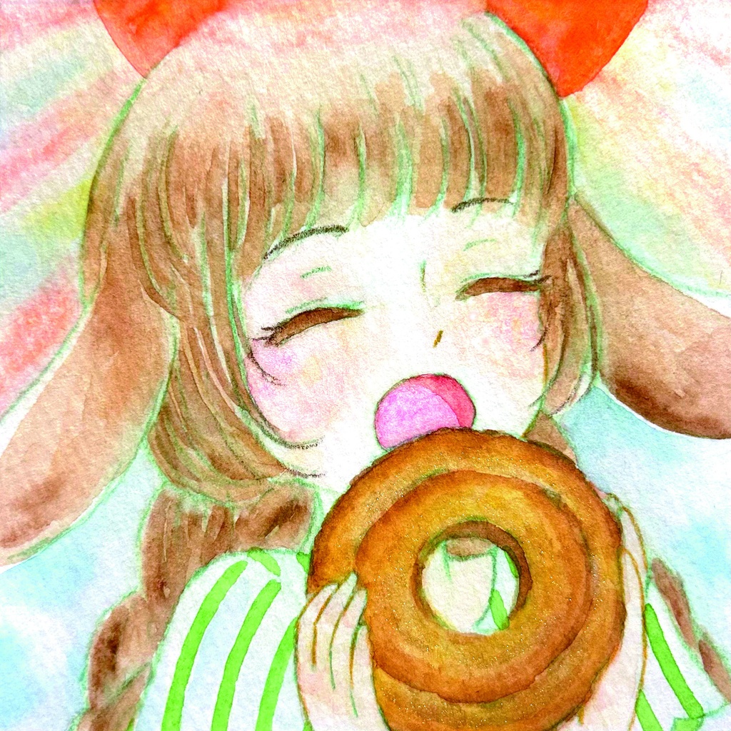 【額装ミニ原画】きらめくドーナツ