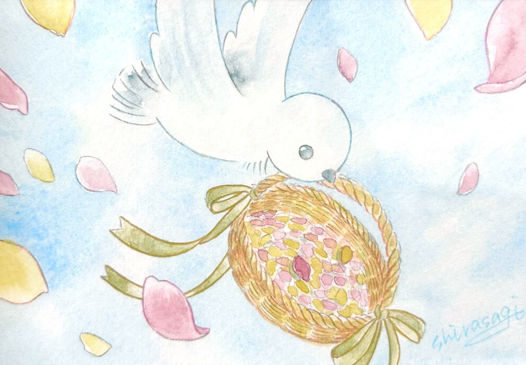 【額装ミニ原画】祝福の鳥