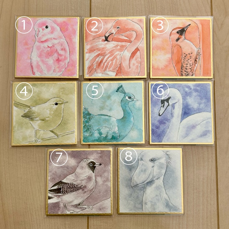 【フレームレス原画】鳥豆色紙