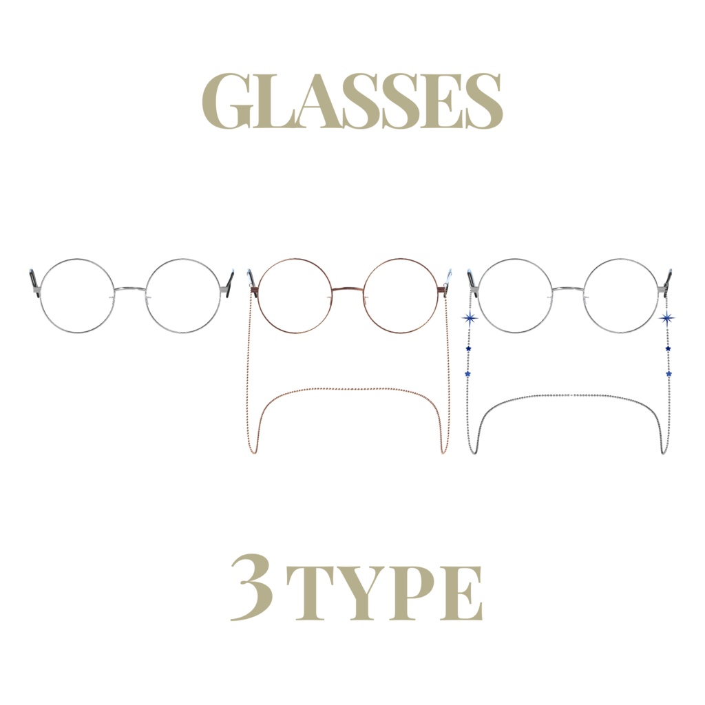 【複数アバター対応】ChainRoundGlasses