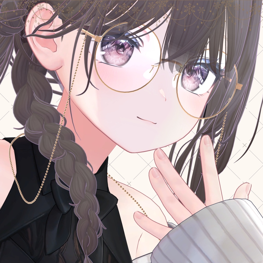 【複数アバター対応】ChainRoundGlasses