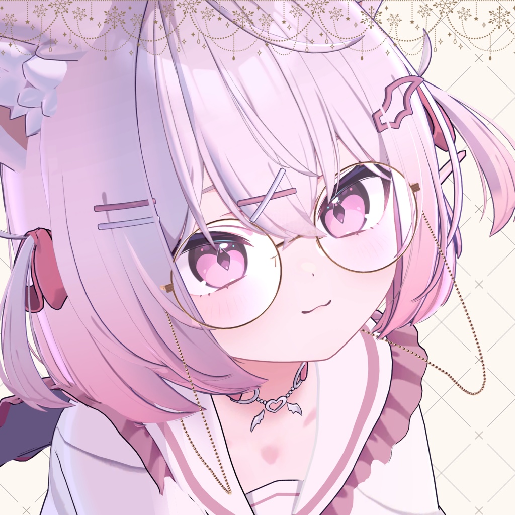 【複数アバター対応】ChainRoundGlasses