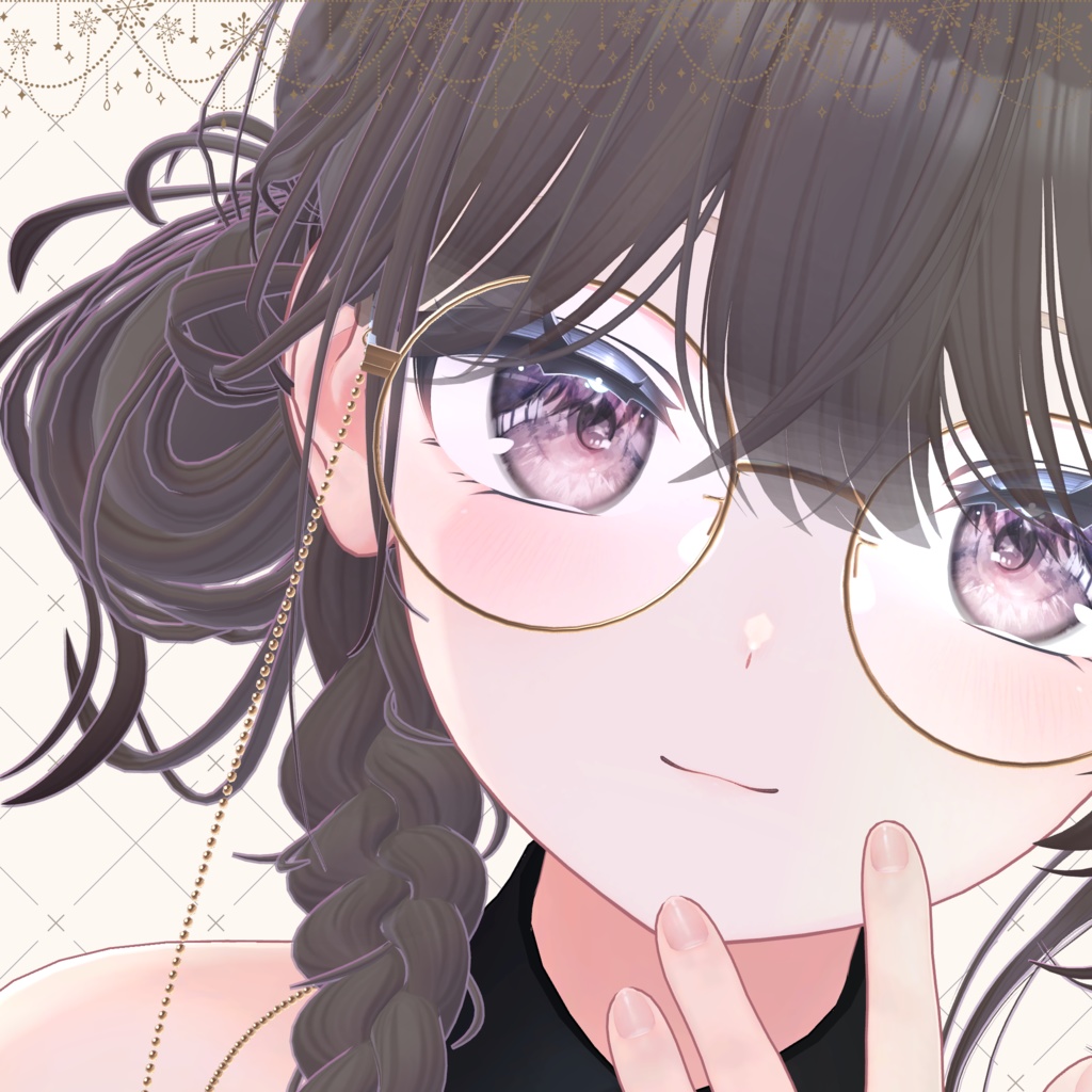 【複数アバター対応】ChainRoundGlasses