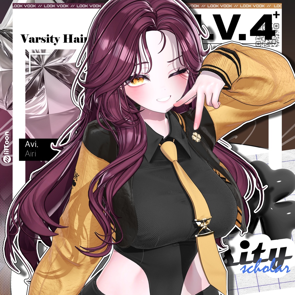 ✨❕セール中❕✨ 【15アバター対応】 𝐋𝐕.𝟒+ Varsity_Hair 🎓