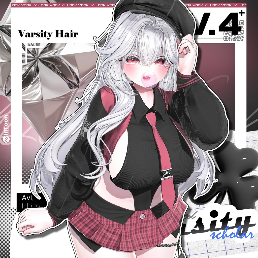 ✨❕セール中❕✨ 【15アバター対応】 𝐋𝐕.𝟒+ Varsity_Hair 🎓