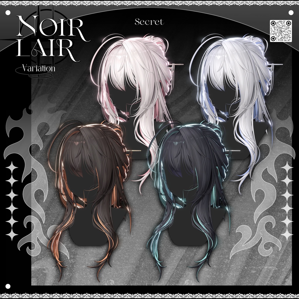 ✨❕セール中❕✨【19アバター対応】 𝐋𝐕.𝟖+ Noir_Hair 🕯️