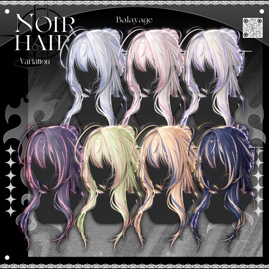 ✨❕セール中❕✨【19アバター対応】 𝐋𝐕.𝟖+ Noir_Hair 🕯️