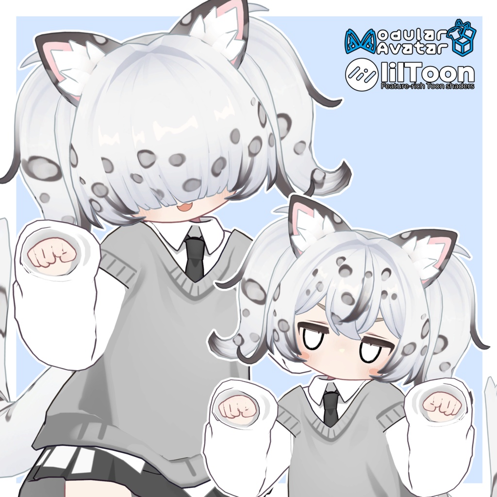 【6アバター対応】メカクレユキヒョウヘア【MA対応】