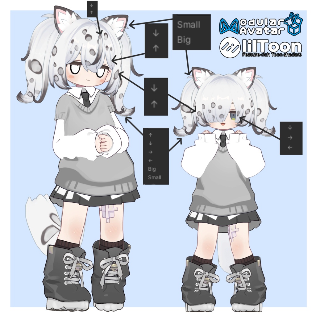 【6アバター対応】メカクレユキヒョウヘア【MA対応】
