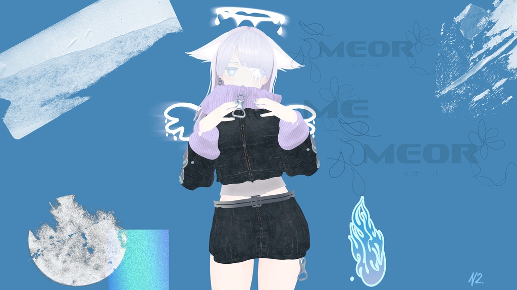 口元隠れニットデニムジャケットmeorTYPE-Qomolangma＋アイパッチ【桔梗対応】