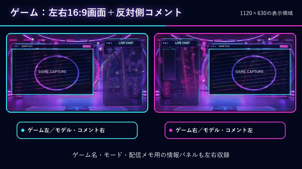 【45秒ループ・動く歌枠背景】サイバーパンクLIVEドーム|自動コメント・歌リスト連動|OBS