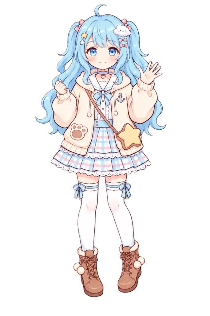 【透過PNG8種・表情差分PSD】星色の少女｜青髪の立ち絵素材・Krita編集データ付き