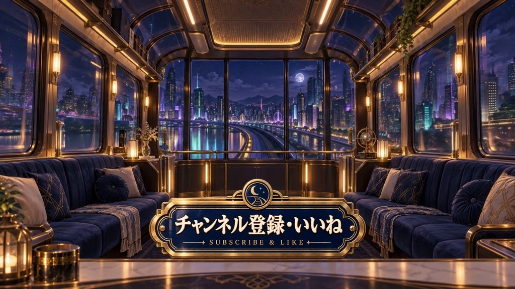 【1080p・15秒ループ】夜行モノレール|動く車窓・雑談背景・装飾プレート16種|OBS