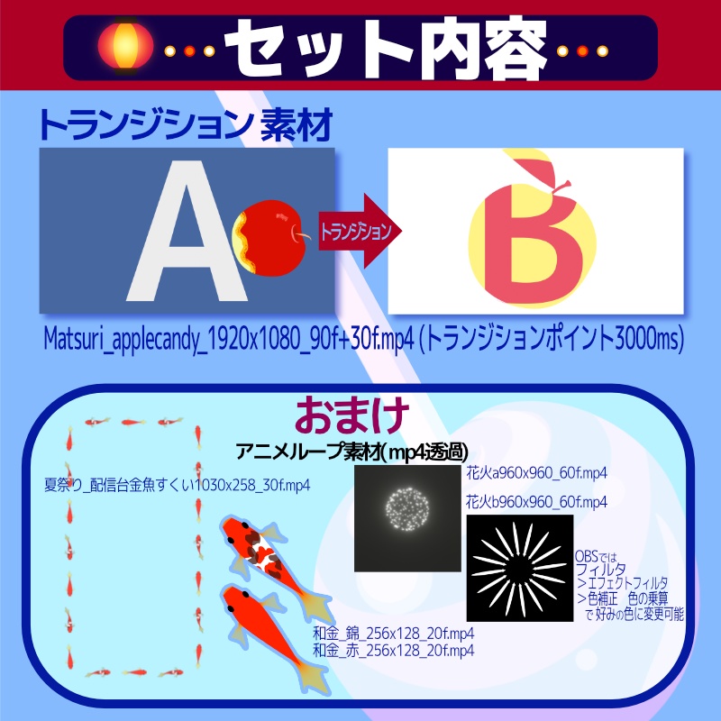 ~祭りだ祭りだ~動く配信素材17点セット