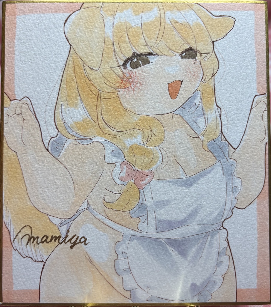 ぽっちゃり女の子の色紙【犬の女の子】